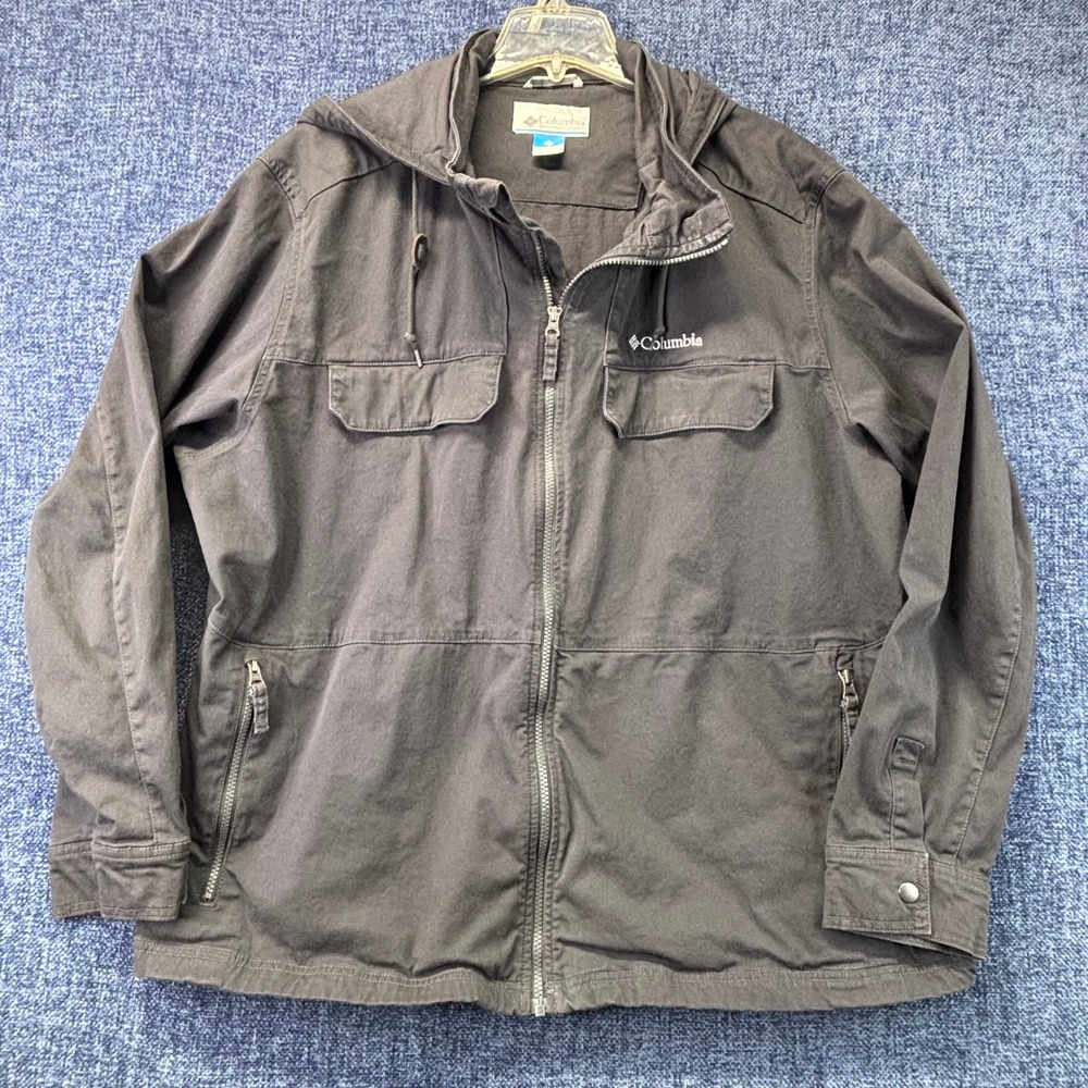 Columbia Sportswear Jacket Mens 3XL Black Hooded Utility Workwear Cargo Outdoor
